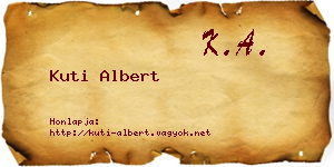 Kuti Albert névjegykártya